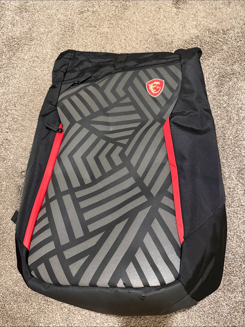 MSI Black and Red Geometric Laptop Backpack